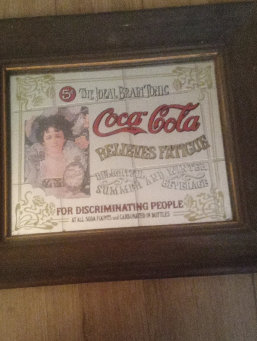 Coca-Cola Framed Advertising Tile – Red, Gold & White